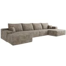135*69" Cloud Sectional Sofa With 1 Ottoman,Modern Minimalist Upholstered Couches, Comfort U Shaped Sofa For Living Room,Deep Seat Corner Couch,No Assembly Required ,Grey(Plush Corduroy Fabric) - 左向躺椅+3座+1腳凳(駝色) - 查看 7