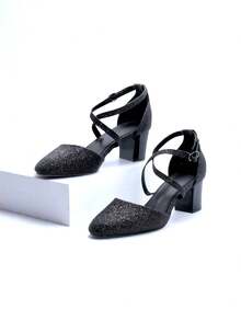 Zapatos de vestir de tacón alto cómodos para mujer - Negro - Ver 1