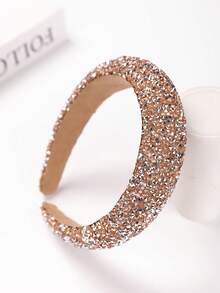 1pc Girls/Women's Fashionable Baroque Glitter Wide-Brim Headband, Shiny Christmas Hair Hoop - Multicolor - View 15