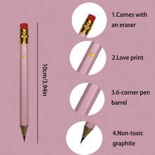 10/20/30pcs Pink Mini Pencil With Eraser, 4 Inch/10cm HB Hexagon Golf Pencil For School, Office, Gift, Wedding Back To School