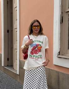 Camiseta Feminina Gola Redonda Estampa MATTINA IN PIAZZA Blusa Algodão Premium