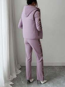 Conjunto Casual De Invierno De 3 Piezas De Forro Polar Para - Morado - Ver 5