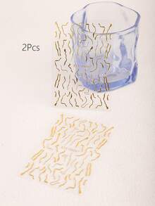 Golden Marble Line 3D Nail Sticker 2pcs Striping Tape Metallic Decals Manicure Decoration Nails Nail Supplies - Gold - View 7