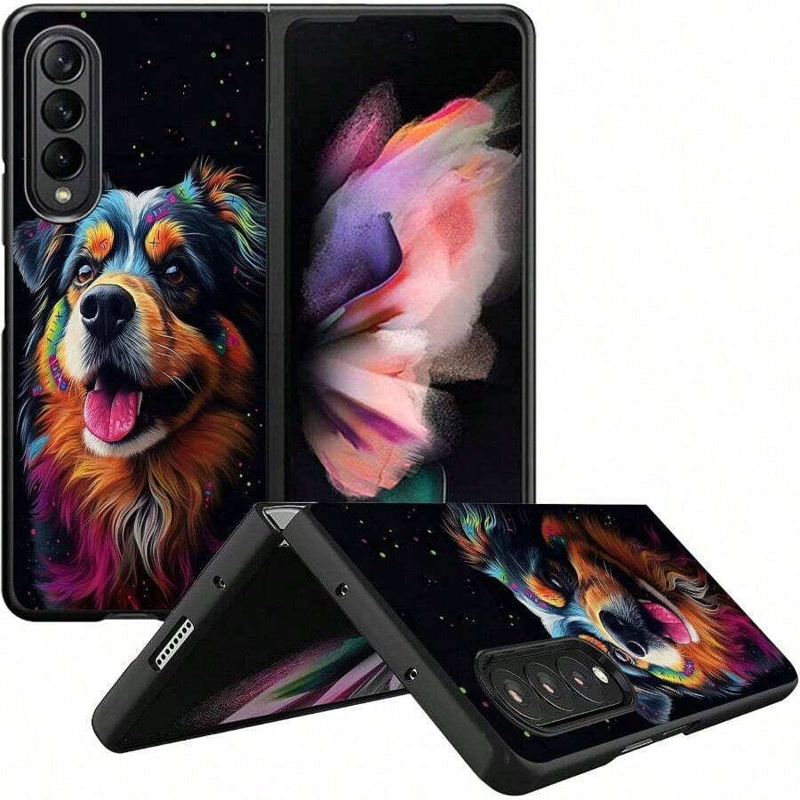 Floral, Animal And Galaxy Print Pattern Foldable Phone Case Compatible With Sam Galaxy Z Flip 3 4 5 6 7 Folding Case Design For Moto Razr 40 50 60 Ultra Cute Phone Case For Girl And Women - Chó màu nước - Xem 1