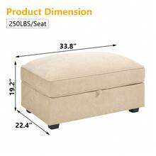 Aoowow Modular Sectional Sofa With Pullout Storage Seat, 78.7" Chenille 2-Seat Sofa Couch Upholstered Love Seat Couches With 2 Storage Ottomans For Living Room Apartment Office,Wheat - Wheat Loveseat Sofa + 2 Ottomans - 查看 3