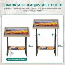 BALCONERA 1500-Piece Folding Portable Puzzle Table – Adjustable Tilt Angle & Height, 4 Drawers + Storage Shelf, With Cover & Easy To Move (Adjustable Tilting Puzzle Board) - Wood Color - View 4