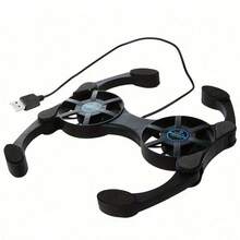 二合一便携式USB迷你笔记本风扇支架，可折叠笔记本散热垫，排气扇设计，磨砂表面，兼容7-15英寸笔记本，不含电池，塑料材质，USB Type-C接口