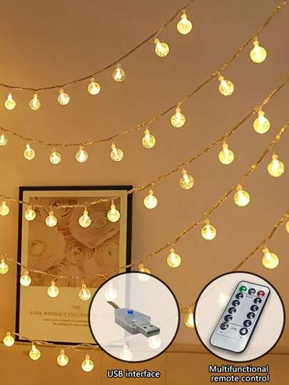 1PC Camping LED Bubble Light String Outdoor Courtyard Tent Decoration Color Lights Outdoor Camping Atmosphere Lights Multi-Mode Flashing Adjustable Easy To Create Romantic Camping Night Courtyard Camping Dual-Use