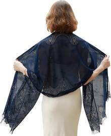 RIIQIICHY Shawls And Wraps For Evening Dresses Scarfs For Women Pashmina Wedding Formal Shawlhalloween - Hải quân-3 - Xem 12