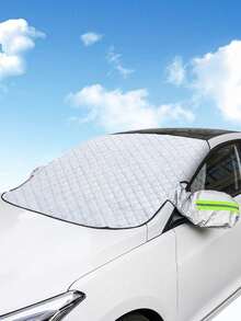 Winter Dual-Layer Magnetic Reflective Strip Rearview Mirror Snow Guard, Anti-Wind, Anti-Corrosion, Flame Retardant, Wear-Resistant (Reflective Strip In Green Or Orange) - Silver - View 4