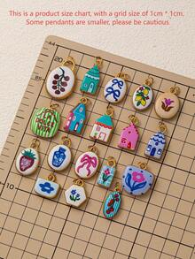 1 pezzo Ciondolo semplice e carino in acciaio inossidabile a forma di casa con fiore, arco e ciliegia, adatto per realizzare collane, bracciali, orecchini, portachiavi, catene per borse, fibbie per merletti, accessori gioiello da donna, accessori fai-da-te