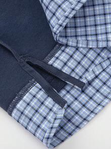 Balabala Boys Hoodie Plaid Fake Two-Layer 2025 Fall New School Style - Dark Blue - View 6