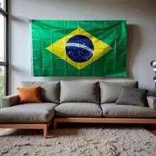 Brasilianische Flagge, kleine handgehaltene brasilianische Flaggen, 5,5*8,2 Zoll/20 Stück/20 Fuß brasilianische Fahnenkette, brasilianische Fensterfahne, für Fußballsport, Gartendekoration