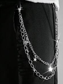 1 buc. Lanț de talie cu pandantiv stea, inspirat din metal, inspirat din hip-hop, pentru bărbați, accesoriu versatil la modă, pentru purtare zilnică, accesorii de toamnă-iarnă, costum de Halloween, potrivit pentru adolescenți, tineri, bărbați, casual, în aer liber, atletic, vacanță, cadouri de absolvire, ziua de naștere, purtare zilnică