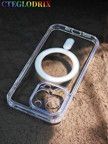 高端磁性透明手机壳兼容 17、16、15、14、13 和 12 17 Pro Max 型号，专为无线充电和抗震而设计，具有 35-40 个强力磁铁，亚克力背面保持透明而不会变黄。 - 無色 - 查看 2