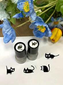 可爱黑猫教师奖励印章 - 萌萌奔跑小猫印泥，适用于课堂鼓励、学生行为奖励和艺术项目 - 耐用橡胶印章，趣味动物设计，猫主题课堂用品，返校季，学习用品