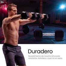 Raganet, Juego de Mancuernas Hexagonales de 10/15/20/25 lb, 2 Pesas de Hierro Fundido con Recubrimiento de Neopreno, Agarre Antideslizante, Entrenamiento en Casa o Gimnasio, Uso Profesional - 10.0 libras - Ver 3