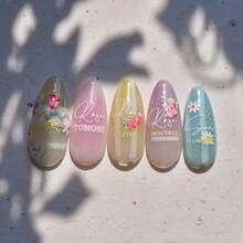 Goldfish Nail Art Stickers Sparkly Koi Fish Nail Stickers 5D Embossed Koi Lotus Leaf Chinese Style Manicure Decals Accessories Shell Light Goldfish Adhesive Slider For Women DIY Nail Art Decorations-735015 - 雛菊花 - 查看 8