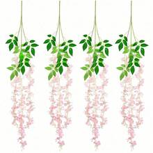 6/12/24 件装紫藤花藤花环，3.75 英尺人造花串，仿真悬挂花，丝绸紫藤花环，适用于婚礼、花园、墙面装饰 - 淺粉色 - 查看 7