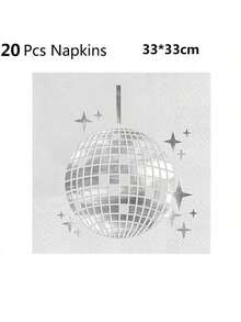 Pink Silver Disco Ball Disposable Tableware Set - 10/20Pcs Plates, 9oz Cups & Napkins For Birthday, Wedding & Dance Party Decor