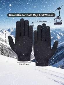 A Pair Of Skiing Men's Winter Touchscreen Gloves - Warm And Soft Knitted Gloves Suitable For Running, Driving, And Hiking