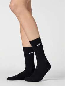 6/12 đôi tất thể thao chạy bộ cỡ lớn châu Âu màu đen trắng trơn, dài đến giữa bắp chân, làm từ chất liệu cotton, đa năng, thấm hút mồ hôi và thoáng khí. - Nhiều màu - Xem 3