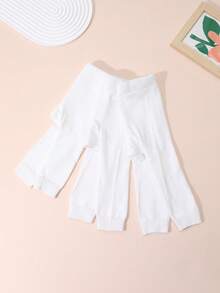 3 Pairs Solid Color Minimalist All-Season 9/10 Length Leggings For Baby Girls, Suitable For Daily Wear - White - View 7