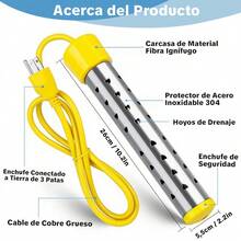 Calentador De Agua Reforzado, Inmersión, 2000w Amarillo