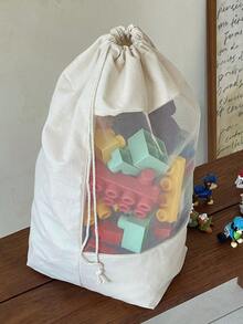 1件婴儿房网眼镂空手提包，抽绳封口袋，玩具收纳袋，透明方便找物品，便携多用途，不占空间，适用于游泳、洗漱用品、旅行，超轻收纳袋 - 彩色 - 查看 6