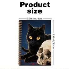 Halloween Spooky Black Cat Skull Art Spiral Notebook, Gothic Horror - Themed Journal Perfect For Holiday Notes, Gifting, And Spooky Season Ambiance Creation