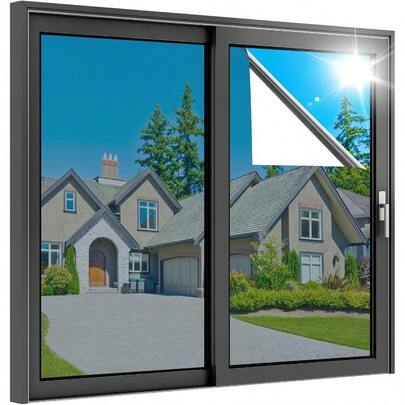 Rabbitgoo Vinilo Espejo Papel de Ventana Espejo Ventana Espejo Vidrio Protector Solar Vidrio de privacidad Vinilo Espejo de una dirección Anti 99% Control de Temperatura UV 90x200CM