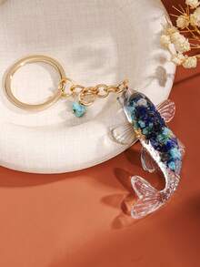 1 件天然水晶碎片树脂锦鲤钥匙扣树脂工艺包饰钥匙圈配件 Y2K - 彩色 - 查看 10