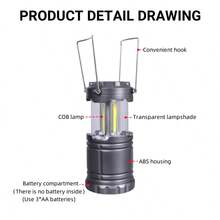 Multifunktionale LED Handlampe mit Haken, ausziehbar, batteriebetrieben, Campinglampe, Zeltlampe, Pferdelampe für den Außenbereich