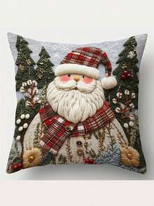 1/2/4pcs Festive Christmas Pillow Covers - 2D Flat Print, Non-Realistic Embroidery, Santa, Reindeer, Snowman & Gnome Designs - Perfect For Holiday Decor, Home & Outdoor Use (Inserts Not Included), Christmas Pillow Covers - Multicolor - View 14