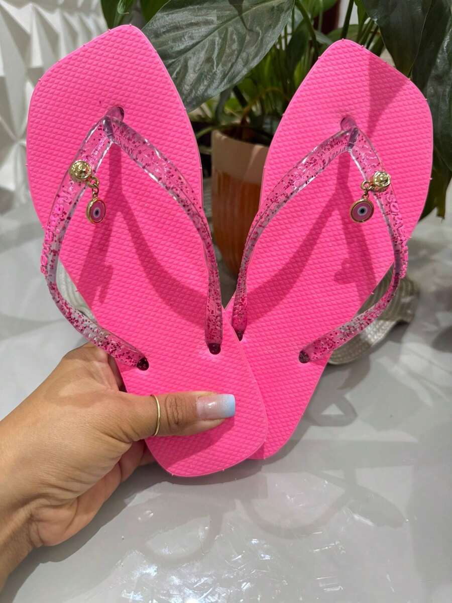 Women's Casual Flip Flops Glitter Modern Comfortable - Hot Pink - View 1