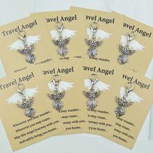 4pcs/7pcs/8pcs Rhinestone Travel Angel Keychains With "Travel Angel" Guardian Card,Mini Angel Keychain For Women,Ideal For Family,Friend,Travel Blessing ,May The Angel Accompany Your Journey & Bring You Home Safely Halloween Accessories Teachers Day Christmas Gift Ideas Bag Accessories Lanyards With Id Holder Car Accessories Bag Charms