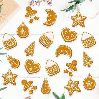 100 件节日圣诞装饰，什锦姜饼和拐杖糖纸屑，圣诞节、新年和冬季庆祝活动的节日派对用品，桌面散布装饰