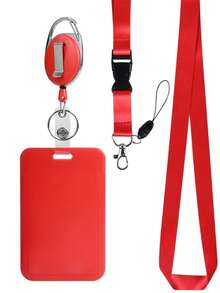 Customizable Name Badge Holder Set, Retractable Clip-On ID Card Holder, Lanyard, Badge Card Clip, Chest Plate Card, Detachable Lanyard, Including Lanyard, Retractable Clip, Badge Card, Suitable For Custom Work ID Holders, Back To School Student ID, Meal Cards, Transit Cards, Utility Cards