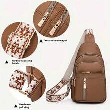 In 2024, The New Fashion Classic Solid Color Pu Waterproof Fabric With Multi-Pocket Pattern Woven Shoulder Straps And Diagonal Shoulder Chest Bags Is Suitable For Shopping. - trắng - Xem 3