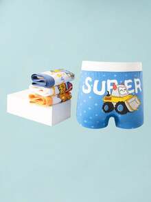 8 Pairs Of Cartoon Dinosaur Car Print Boy Cotton Boxers, Big Boy Boy Baby Multi-Color Boxer Briefs Comfortable And Soft Four Seasons