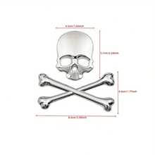 3D Metal Skull Badge Stickers For Cars And Motorcycles, Suitable For Fenders And Hoods, Compatible With Bicycles, Cruisers, Pop Bikes, And Cutters - màu đen - Xem 2