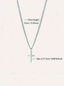 Men Stylish Minimalist Cross Pendant Necklace Perfect Gift For Boyfriend Accessories Durable Stainless Steel Chain Fashion Statement Gift For Him