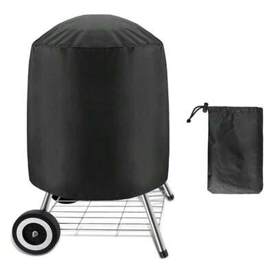 Copertura per barbecue rotonda nera da esterno, capanno da giardino, copertura impermeabile per mobili da giardino, 76 x 91 cm