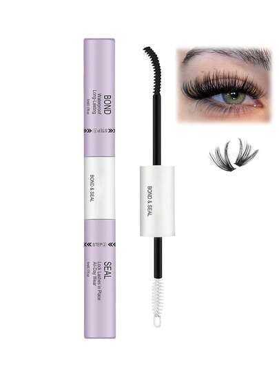 2 In 1 Lash Bond And Seal Waterproof For Lash Clusters 72 Hours Super Hold Long-Lasting Non-Irritating Eyelash Glue For DIY At Home(Black Bond$Seal,10ML)