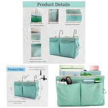 Bedside Caddy Bedside Hanging Storage Basket Multi - Function Organizer Caddy Bunk And Hospital Beds Dorm Rooms Bed Rails, Can Be Placed Glasses Books Mobile Phones2pc Navy Blue