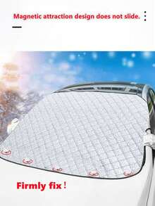 Winter Dual-Layer Magnetic Reflective Strip Rearview Mirror Snow Guard, Anti-Wind, Anti-Corrosion, Flame Retardant, Wear-Resistant (Reflective Strip In Green Or Orange) - Silver - View 6