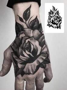 1pc Temporary Tattoo Sticker, 4-7 Days Lasting, Gothic Style Floral Tattoo Design For Men, Elegant Arm Tattoo Sticker, Waterproof & Sweat-Proof, Suitable For Both Men And Women
