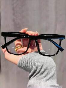 1 par de gafas ópticas con montura cuadrada unisex, gafas con bloqueo de luz azul con estilo universitario para uso diario