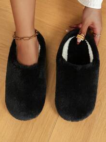 Autumn/Winter New Cute Plush Slippers For Teens, Soft & Comfortable Closed Toe Warm Indoor House Slippers For Boys & Girls