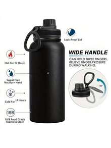 1pc 32oz Stainless Steel Insulated Water Bottle, Leak-Proof Double Wall Vacuum Cup, Ideal For Outdoor Activities, Thermal Drink Holder, Bottle